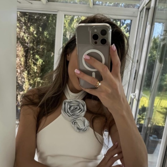 ZARA RHINESTONE FLORAL HALTER BODYSUIT - Medium - Picture 4 of 16